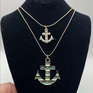 Betsy Johnson Double Anchor Enamel Necklace